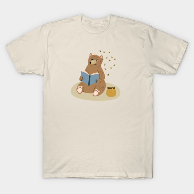 Honey Bear Reading T-Shirt by Das Brooklyn